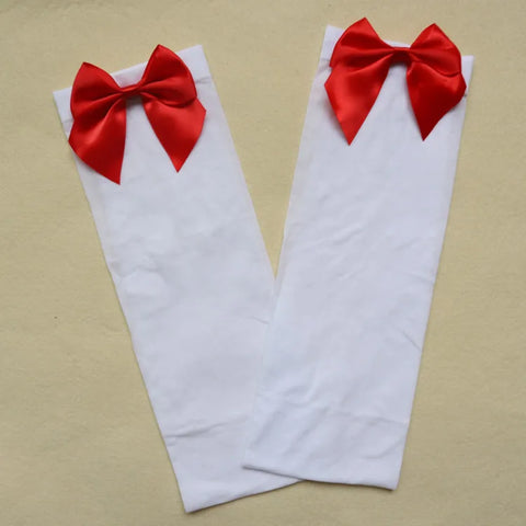 Elegant Women's Pink Bow Stay Up Thigh High Silk Stockings