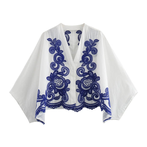 DEEABAE Blue Flower Porcelain Print Fashion Set