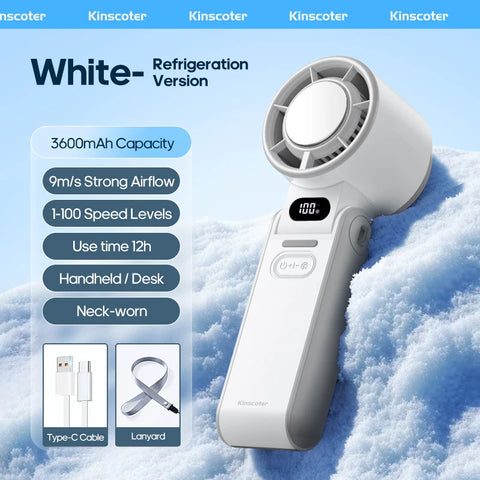 KINSCOTER Outdoor Foldable Portable Handheld Fan - Mini Cooling Rechargeable Turbo Fan