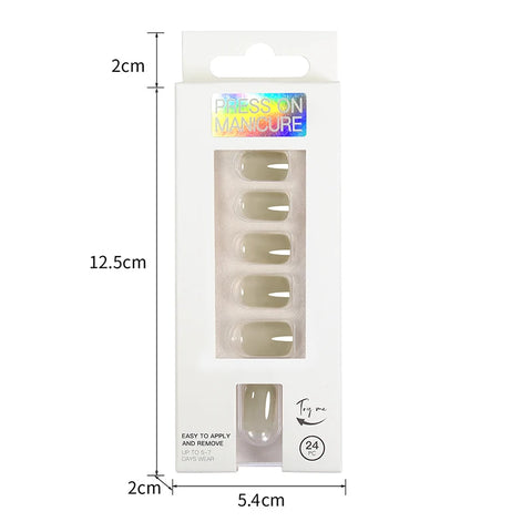 Short Full Press on Nails Set - 24 Pcs