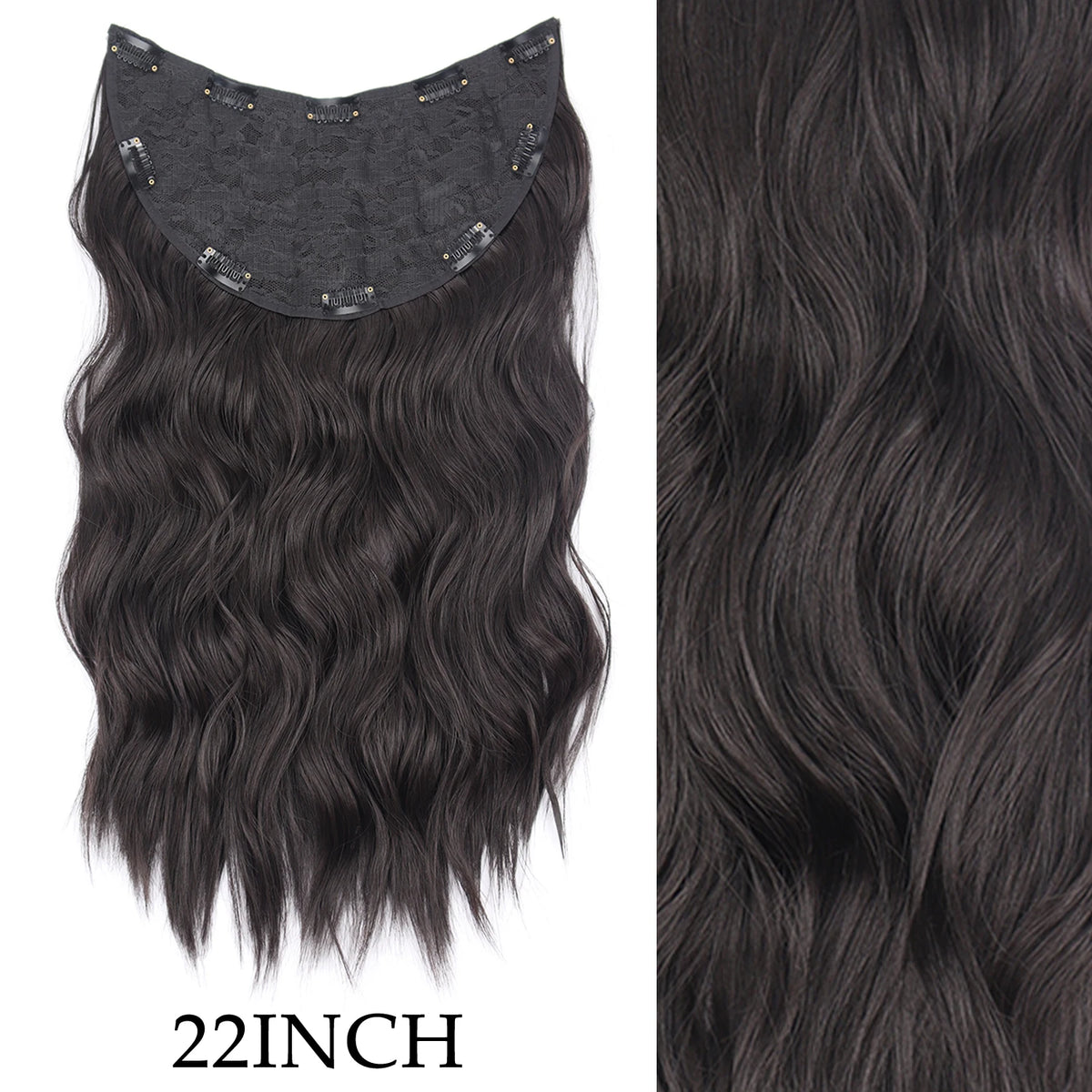 7 stuks/set 16 clips haarverlenging - zwarte ombre hittebestendige vezel