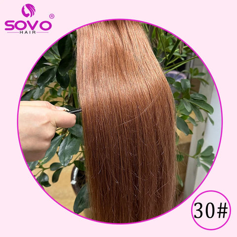 SOVO Clip-in haarextensies - 3 stuks, echt mensenhaar