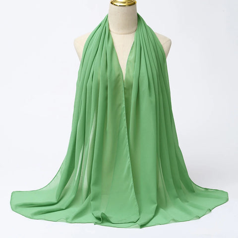 Elegant Muslim Chiffon Hijab Scarf - Lightweight Long Solid Color Head Wrap for Women