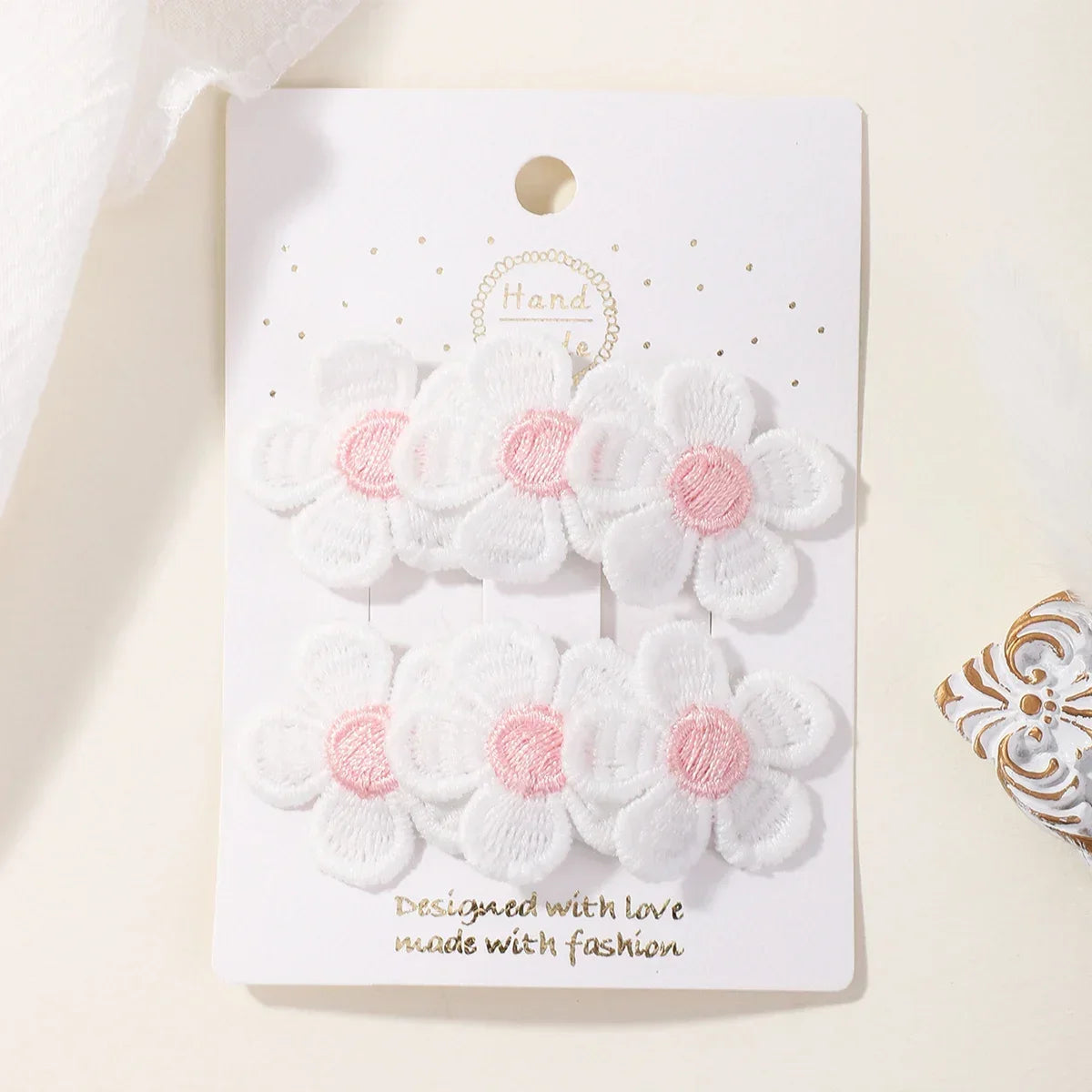 2 stuks/set schattige geborduurde bloemen haarspeldjes voor kinderen meisjes - drukknopen haarspelden BB clip haarspeldjes hoofddeksels accessoires