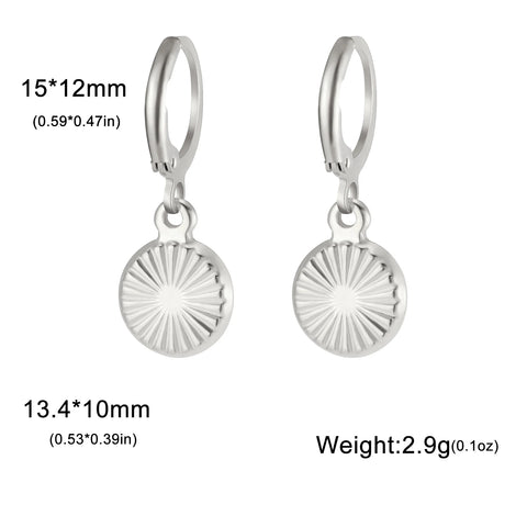 Skyrim Gold Color Stainless Steel Women's Heart Starfish Sun Pendant Hoop Earrings - Fashion Jewelry Gift