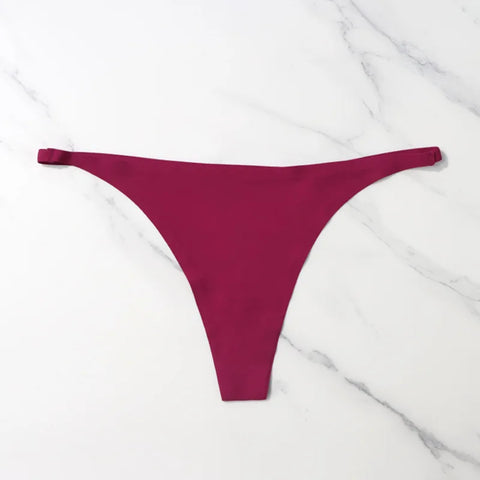 Ice Silk Seamless Panties for Women - Soft Thin Band Thongs & Bikini Underwear
