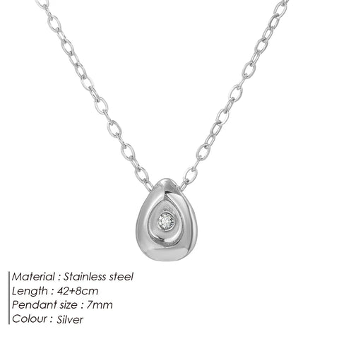 eManco Stainless Steel Gold-Plated Water Drop Pendant Necklace for Women – Adjustable Short Fine Jewelry