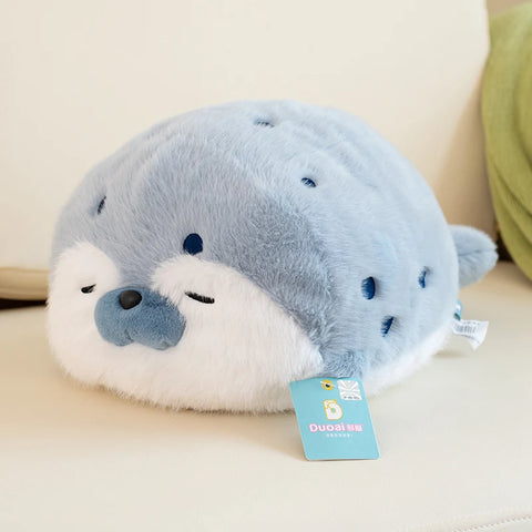 Cartoon Seal & Sea Otter Plush Cushion – Round Earphone Design Pillow for Kids’ Birthday, School & Nap