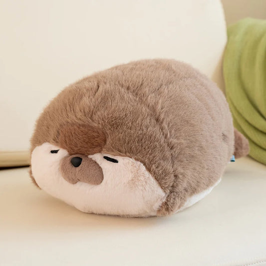 Cartoon Seal & Sea Otter Plush Cushion – Round Earphone Design Pillow for Kids’ Birthday, School & Nap