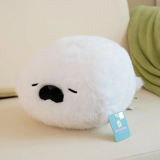 Cartoon Seal & Sea Otter Plush Cushion – Round Earphone Design Pillow for Kids’ Birthday, School & Nap