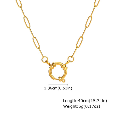 Elegant Paperclip Chain Choker Necklace for Women - Waterproof 18k Gold Plated Stainless Steel Pendant Jewelry