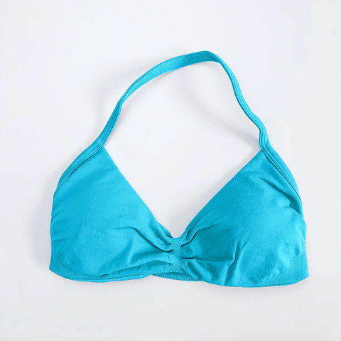 NCLAGEN Strappy Bra Gym Top for Women – High Support Seamless Halter Sports Bra with Pads
