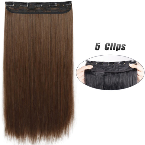 Long Wavy 5 Clip In Hair Extensions - Black Blonde Mix