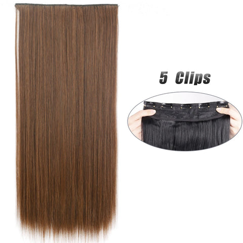 Synthetic 5 Clip In Hair Extensions 80CM - Long Straight Hairpiece