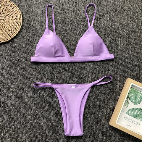 9 kleuren effen bikiniset - Sexy push-up badkleding voor dames