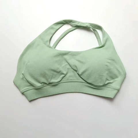NCLAGEN Asymmetric Sports Bra Gym Top for Women - High Support Halter Backless Fitness Activewear