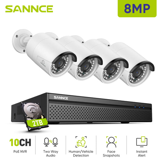 SANNCE 8MP Wired NVR POE Security Camera System