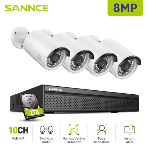 SANNCE 8MP Wired NVR POE Security Camera System