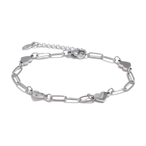 Yhpup Fashion Stainless Steel Heart Handmade Chain Bracelet Bangle - Waterproof Daily Charm Wrist Jewelry for Women