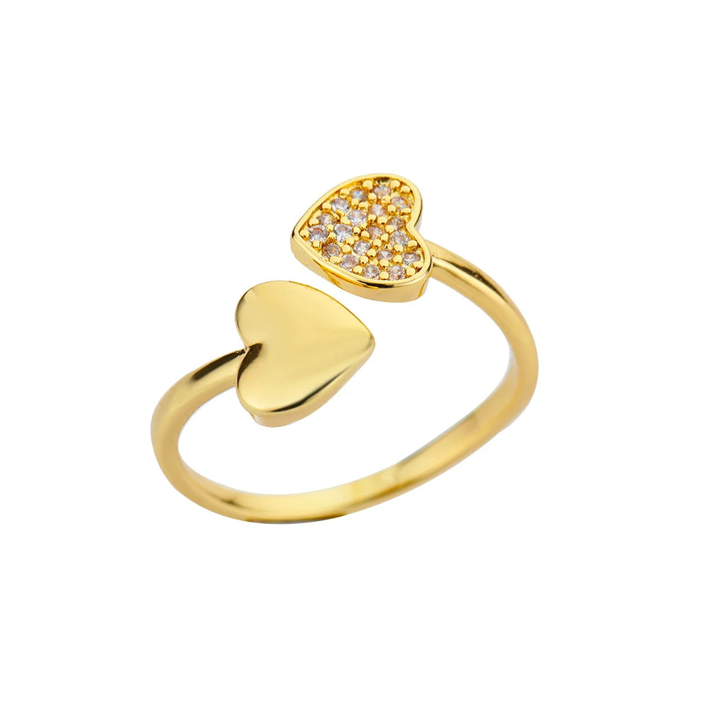 Zircon Heart Rings for Women - Double Stackable Bridal Sets & Engagement Jewelry