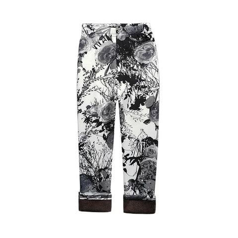 Vintage Floral Fleece Leggings for Girls