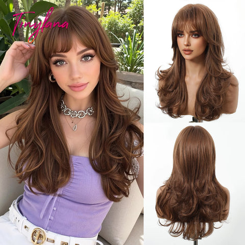 Light Pink Long Wavy Cosplay Synthetic Hair Wig with Bangs - Perfect for Halloween and Daily Wear
