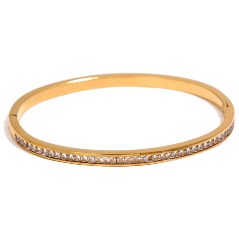 Yhpup Colorful Cubic Zirconia Stainless Steel Bracelet for Women - Luxury Fashion Jewelry