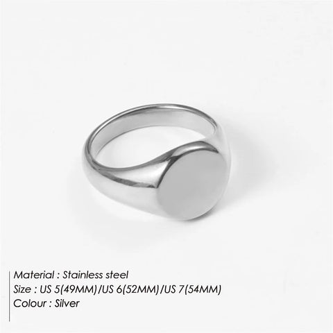 eManco Stainless Steel Punk Style Minimalist Round Ring - Gold Plated Women's Ring for Parties and Festivals
