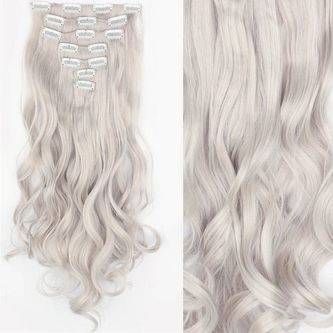 22-Inch Long Straight Wavy Hair Extensions Set