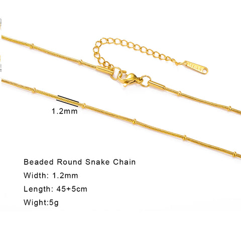 Skyrim Stainless Steel Gold Color Chain Necklace for Women – Minimalist Cuban Paperclip Twisted Snake Chain Fashion Jewelry