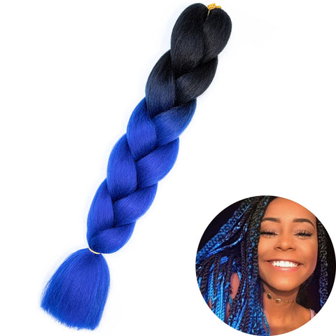24" Synthetic Yaki Braids Hair - Ombre Kanekalon Jumbo Braid Hair Extensions for Women