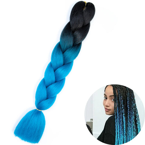 24" Synthetic Yaki Braids Hair - Ombre Kanekalon Jumbo Braid Hair Extensions for Women