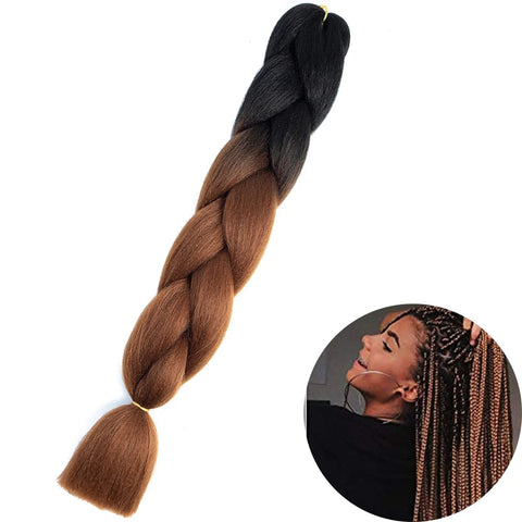 24" Synthetic Yaki Braids Hair - Ombre Kanekalon Jumbo Braid Hair Extensions for Women