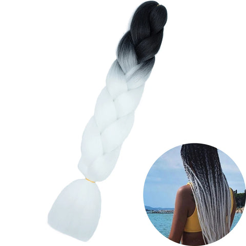 24" Synthetic Yaki Braids Hair - Ombre Kanekalon Jumbo Braid Hair Extensions for Women