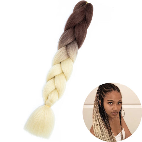24" Synthetic Yaki Braids Hair - Ombre Kanekalon Jumbo Braid Hair Extensions for Women