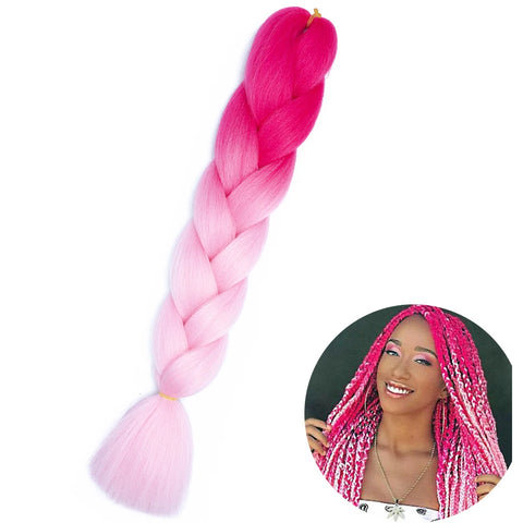 24" Synthetic Yaki Braids Hair - Ombre Kanekalon Jumbo Braid Hair Extensions for Women