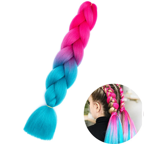 24" Synthetic Yaki Braids Hair - Ombre Kanekalon Jumbo Braid Hair Extensions for Women