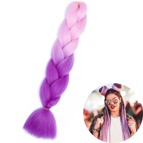 24" Synthetic Yaki Braids Hair - Ombre Kanekalon Jumbo Braid Hair Extensions for Women