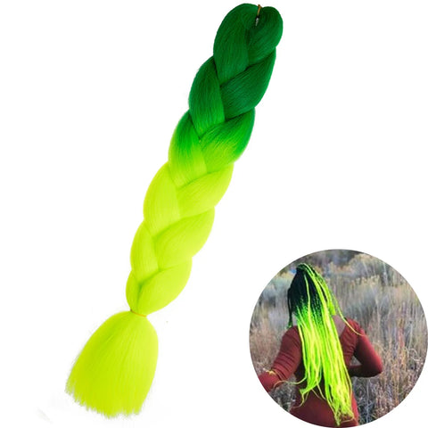 24" Synthetic Yaki Braids Hair - Ombre Kanekalon Jumbo Braid Hair Extensions for Women