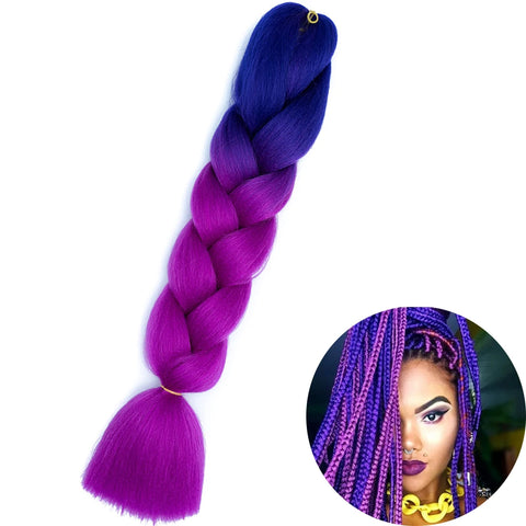 24" Synthetic Yaki Braids Hair - Ombre Kanekalon Jumbo Braid Hair Extensions for Women