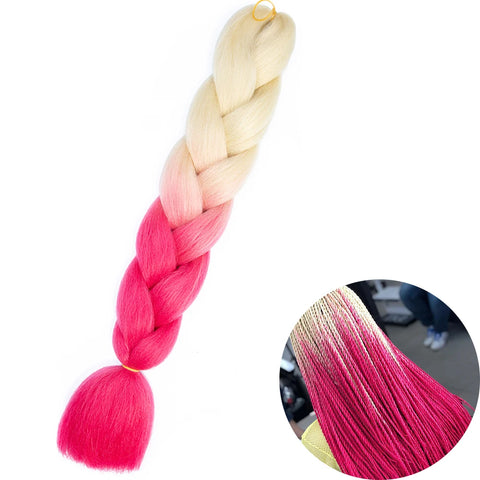 24" Synthetic Yaki Braids Hair - Ombre Kanekalon Jumbo Braid Hair Extensions for Women