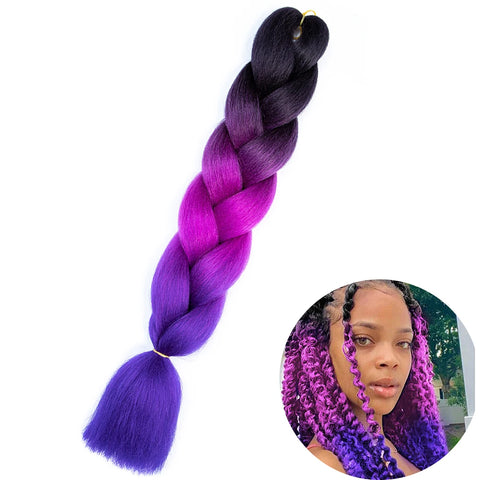 24" Synthetic Yaki Braids Hair - Ombre Kanekalon Jumbo Braid Hair Extensions for Women