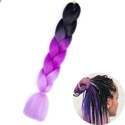 24" Synthetic Yaki Braids Hair - Ombre Kanekalon Jumbo Braid Hair Extensions for Women
