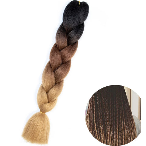 24" Synthetic Yaki Braids Hair - Ombre Kanekalon Jumbo Braid Hair Extensions for Women