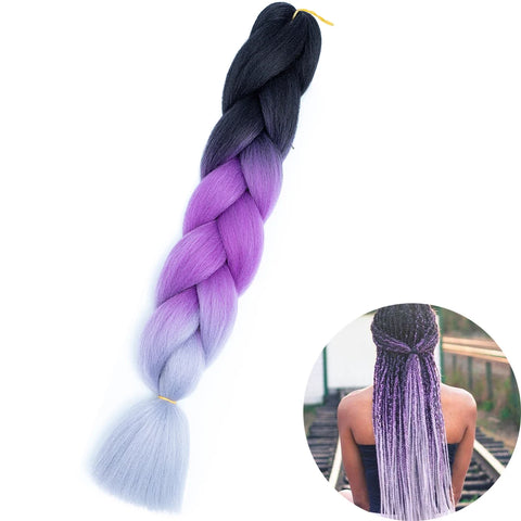 24" Synthetic Yaki Braids Hair - Ombre Kanekalon Jumbo Braid Hair Extensions for Women