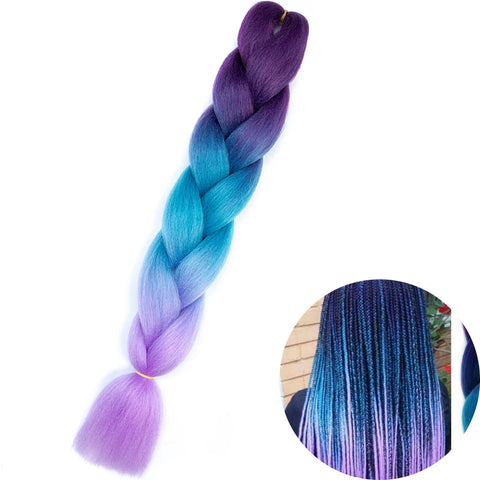 24" Synthetic Yaki Braids Hair - Ombre Kanekalon Jumbo Braid Hair Extensions for Women