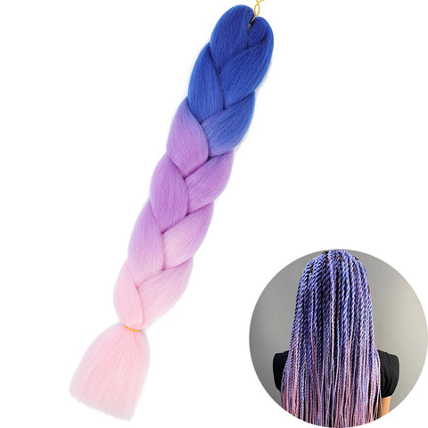24" Synthetic Yaki Braids Hair - Ombre Kanekalon Jumbo Braid Hair Extensions for Women