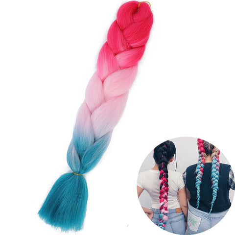 24" Synthetic Yaki Braids Hair - Ombre Kanekalon Jumbo Braid Hair Extensions for Women