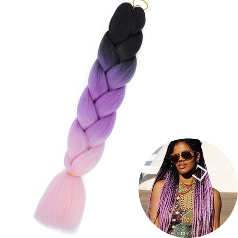 24" Synthetic Yaki Braids Hair - Ombre Kanekalon Jumbo Braid Hair Extensions for Women