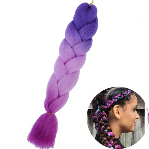 24" Synthetic Yaki Braids Hair - Ombre Kanekalon Jumbo Braid Hair Extensions for Women